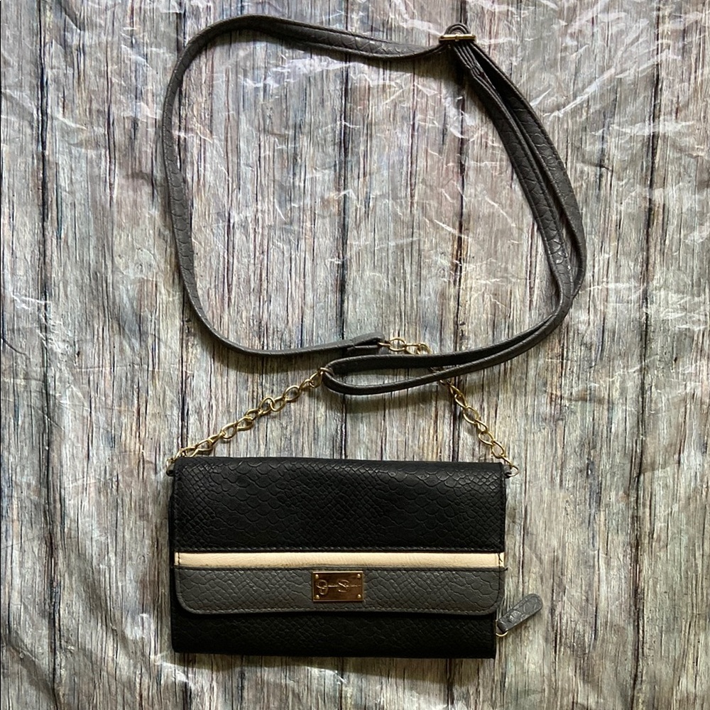 Jessica Simpson Black and Cream Crossbody Bag